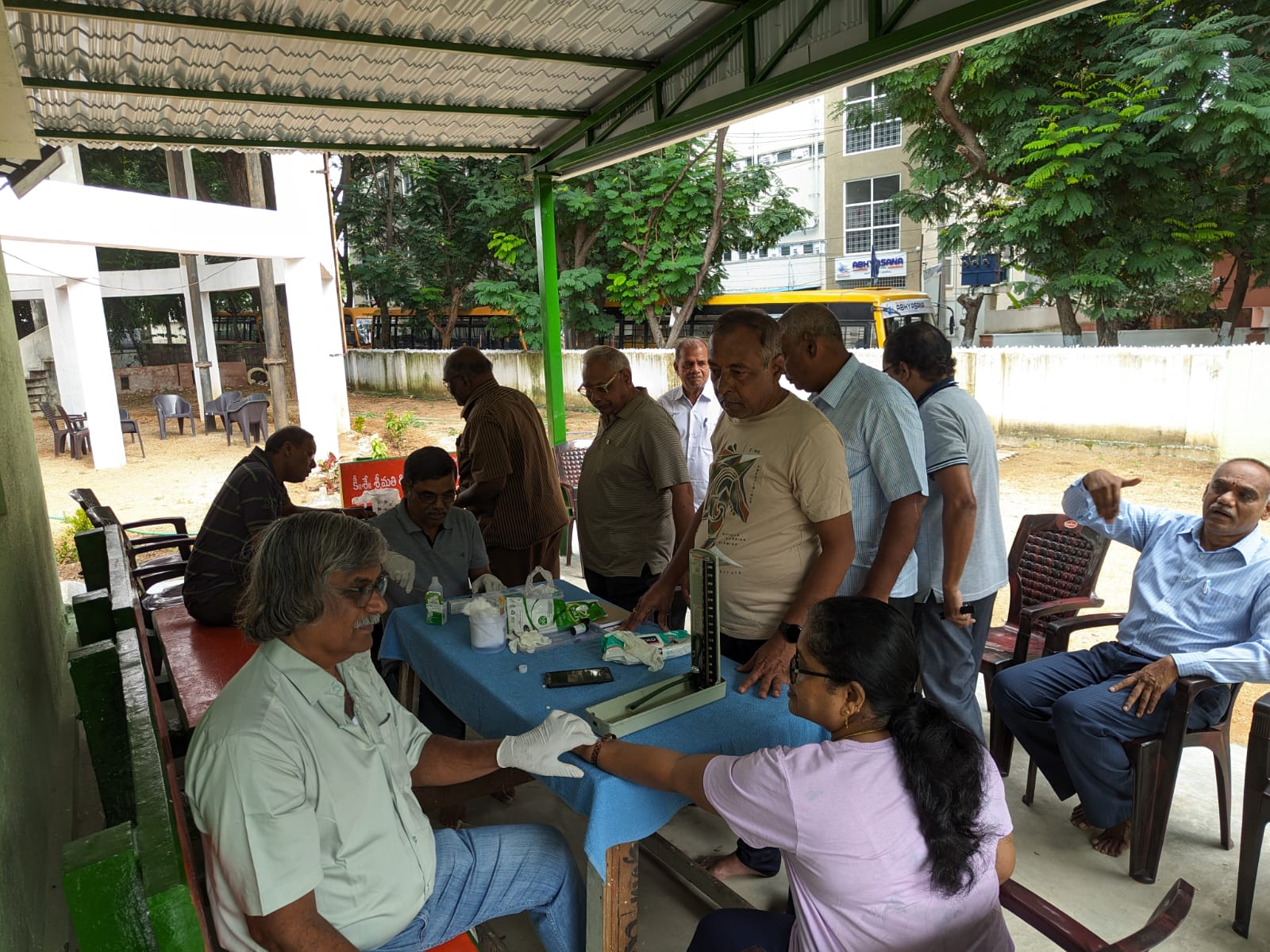 Checking women members in medical camp on 15-10- 2024